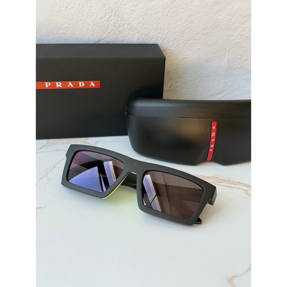 NEW Prada Sport PS A07S Sunglasses in Black Red Mirror $430